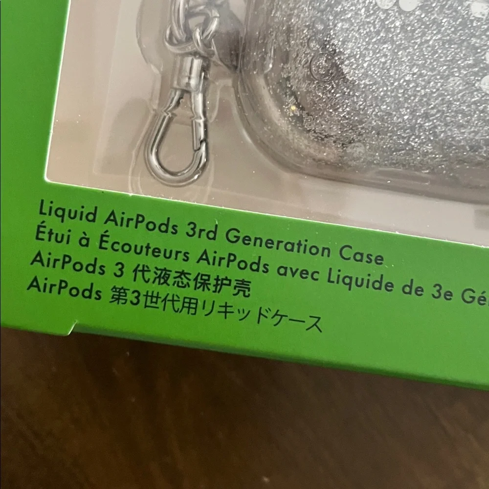 Kate Spade Transparent AirPods Case with Silver glitter new